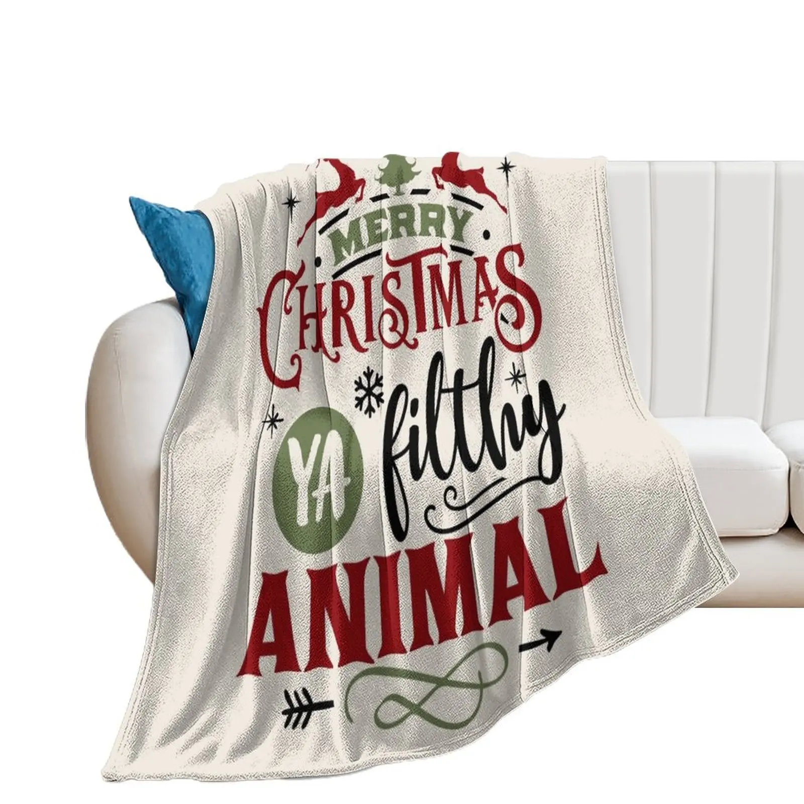 Домашнее покрывало с надписью Merry Christmas Ya Filthy Animal, декоративные диваны, рождественские украшения, одеяла