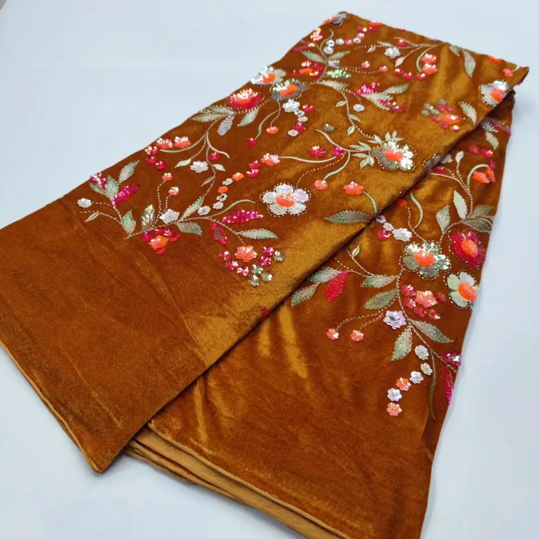 Высококачественная африканская искусственная бархатная кружевная ткань, новейшая нигерийская Тюлевая кружевная ткань, вышитая бисером ткань