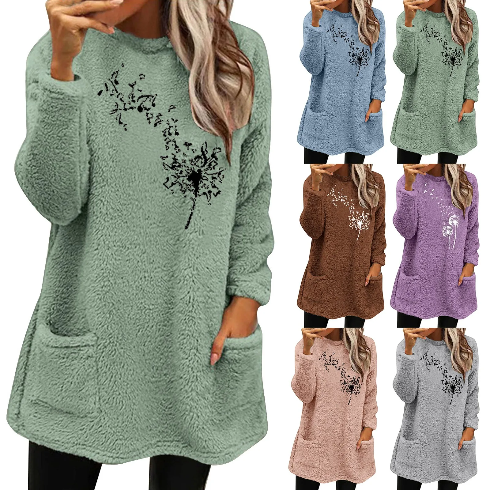 

Womens Winter Coat Loose Wool Jacket Long Sleeved Jumper With Pockets Jacket Pants Outfit Women