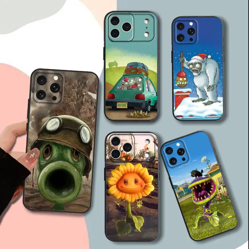 Фото Чехол для телефона P-Plants vs Game Zombies-ES для iPhone 15,13,16,12,11,17,14, Plus,Pro,Max,XS,XR,X,SE,Mini,мягкий силиконовый черный чехол №1