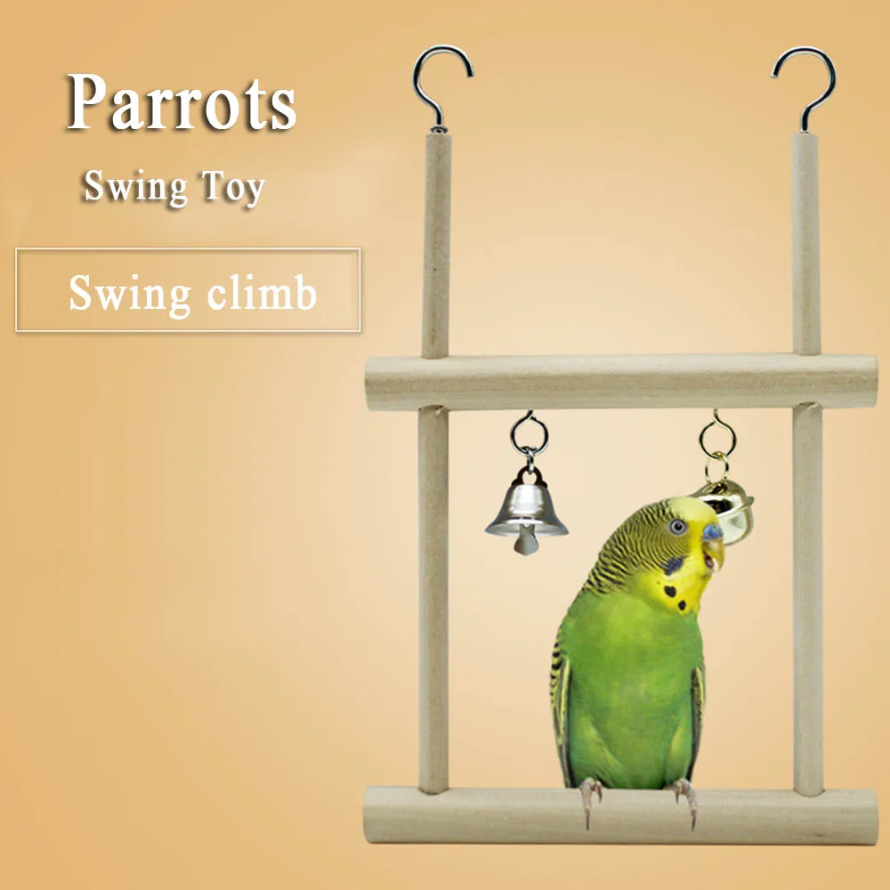 

Natural Wooden For Bird Cage Bird Supplies Swing Bird Stand Birds Perch Parrots Swing Toy Hammock