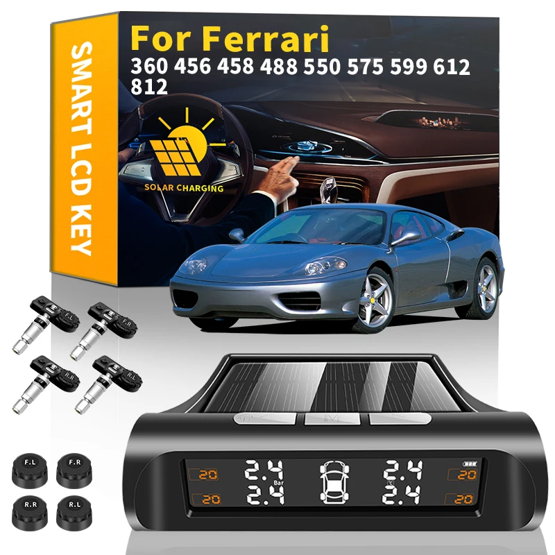 

Car Solar TPMS Tyre Pressure Monitor For Ferrari 360 456 458 488 550 575 599 612 812 F 131 142 152 575 M GT GTA GTB GTO Spider
