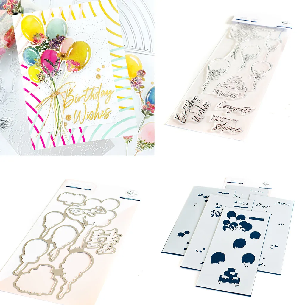 

Celebrate Balloon Metal Cutting Dies Layering Stencil Clear Stamps For Decorating Scrapbook Diy Paper Card Album Mould Embossing