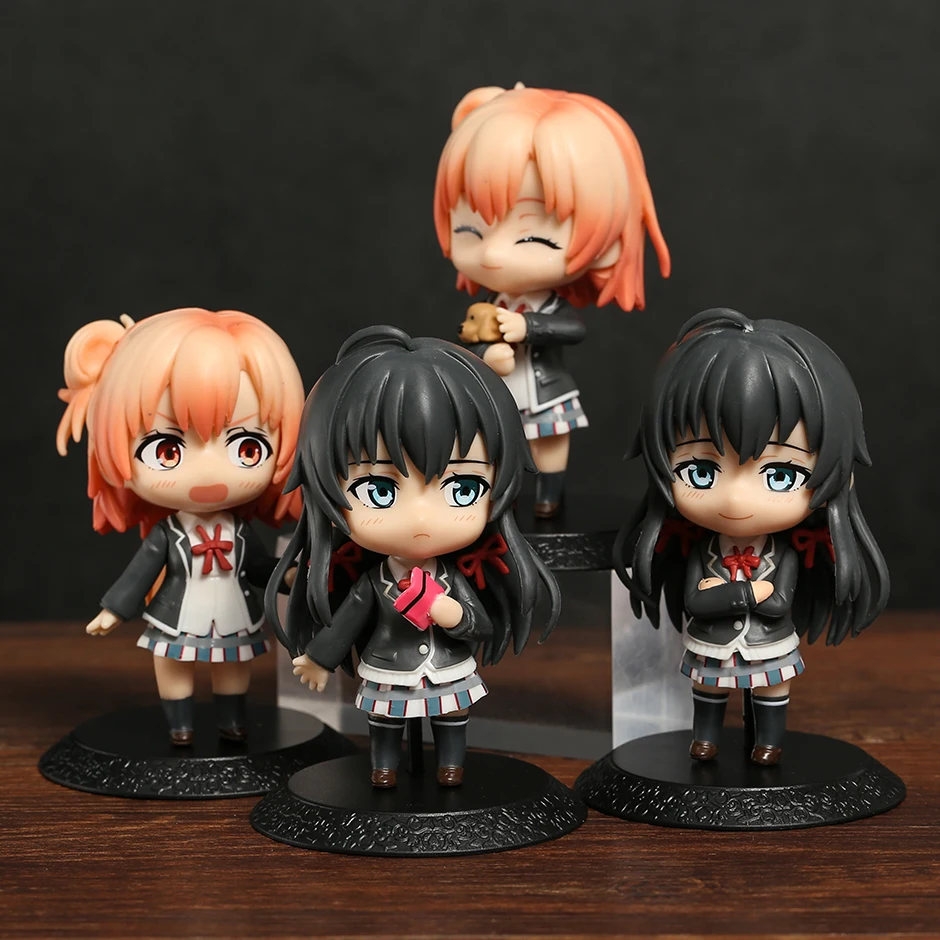 

10cm 4pcs My Teen Romantic Comedy SNAFU Yuigahama Yui Yukinoshita Yukino Collectible Figures Model Toys Q Version Dolls