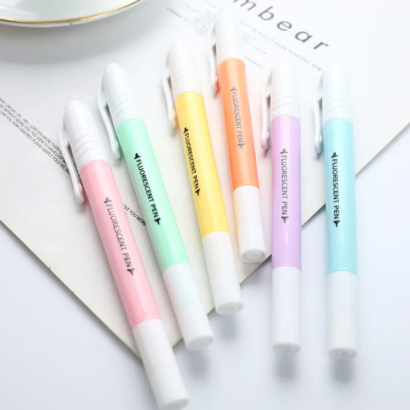 

6 Pcs/set Cute Highlighters Double-headed Fluorescent Highlighter Marker Pastel Drawing Pen Student School Office Supplies