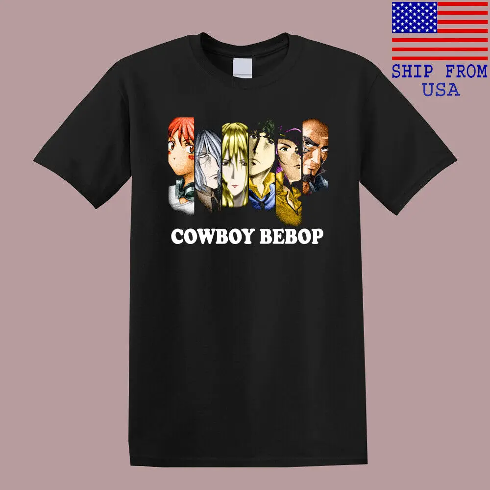 Мужская черная футболка COWBOY BEBOP с рисунком из аниме