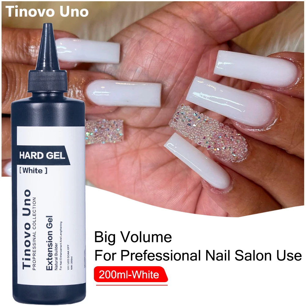 Tinovo Uno 200ml UV Builder Nail Gel in A Bottle Self Leveling White Hard Gel Nail Polish Poly Construction Semi Permanent Gels