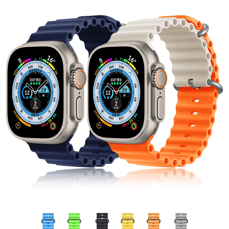Silicone Ocean Strap For Apple Watch Band 49mm 45mm 44mm 40mm 41mm 42mm 38mm correa bracelet iWatch Ultra series 7 6 3 se 8 5 4