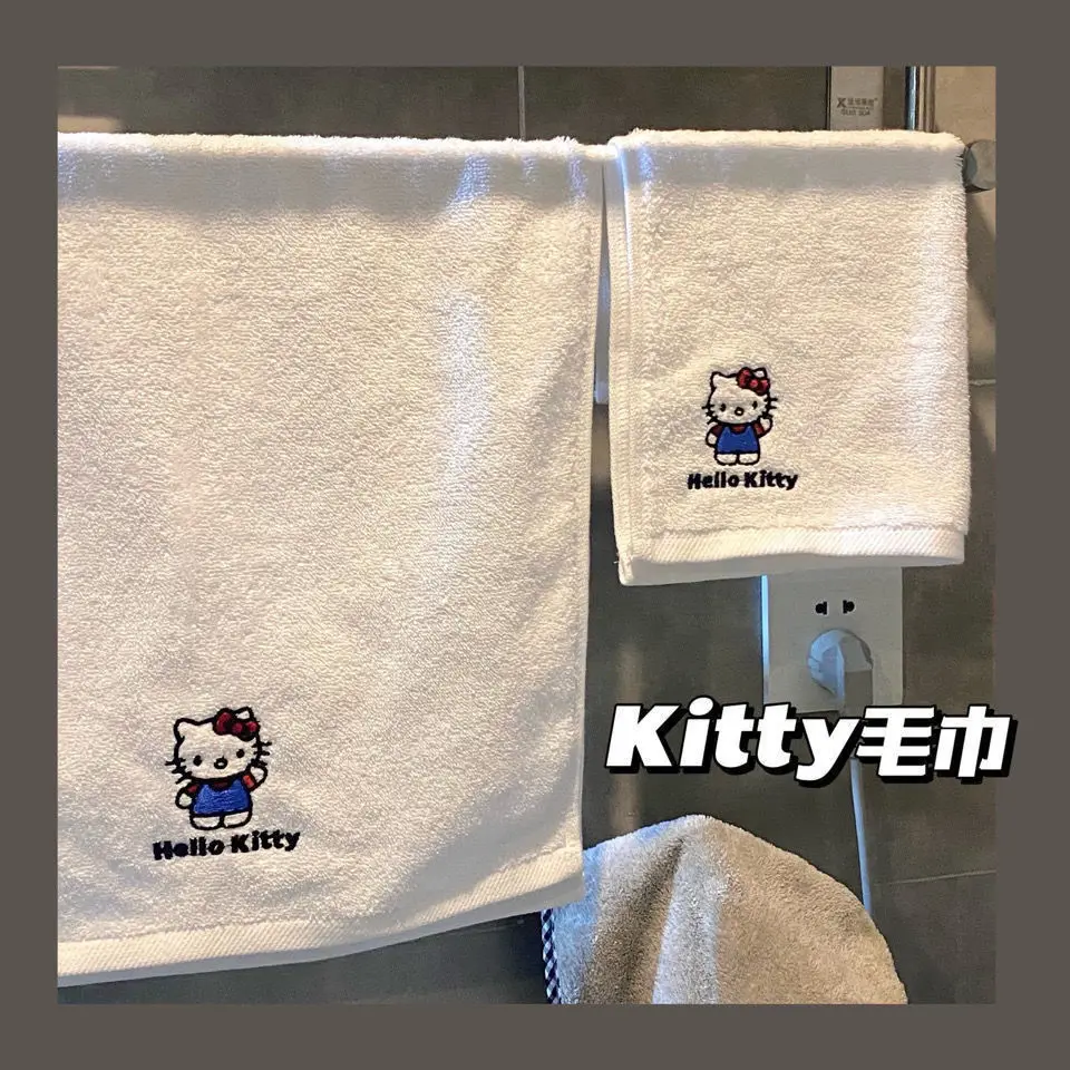 

Полотенце из микрофибры Hello Kitty, бытовое полотенце для ванной комнаты, однотонное быстросохнущее полотенце, женское полотенце для рук, абсор...