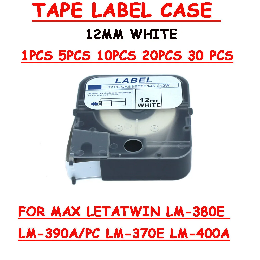 12mm White Tape Label Case For MAX Letatwin Wire Marker Cabel ID Printer Tube Pipe Marking Machine lm-380e, lm-390a/PC, lm-400A