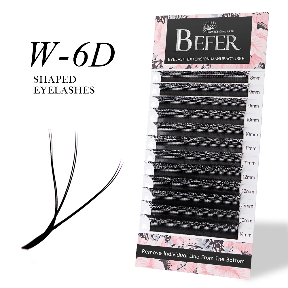 Черные накладные ресницы премиум-класса W-6D W-образной формы для ручного