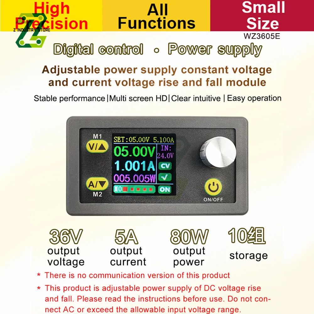 

80W Buck Boost Converter CC CV 36V 5A Power Module Adjustable Regulated laboratory Power Supply Voltmeter Ammeter