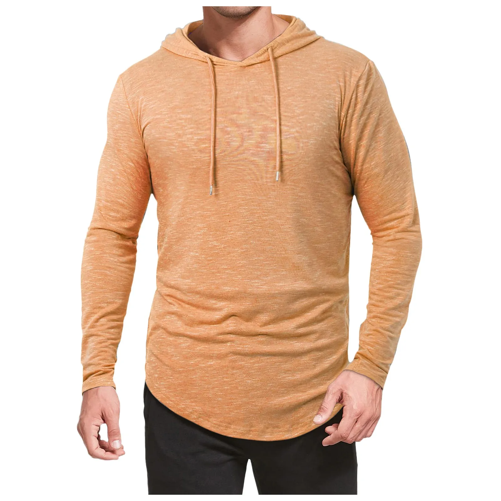 Мужские спортивные футболки с капюшоном Классическая однотонная Толстовка на