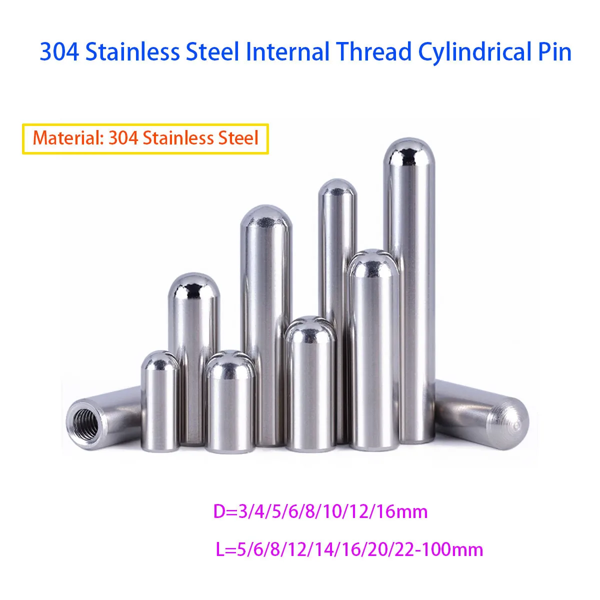 

Цилиндрический штифт с круглой головкой и внутренней резьбой. Позиционирующий штифт из нержавеющей стали 304. Полый штифт.