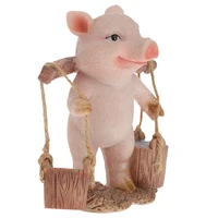 resin decor decorative figurine piglet carrying water decoration adorable home adornment for home outdoor garden
