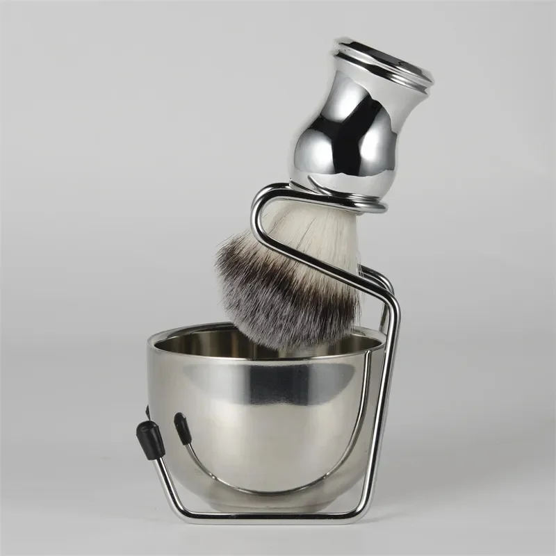 

2 In 1 Shaving Brush Holder Set Stainless Steel Men's Shaving Dry Or Wet Cup Shaving Holder Set Beard Soap Bowl Shaving Stand