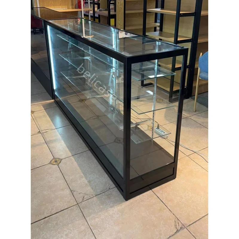 На заказ розничная продажа стеклянных шкафов 6 футов с подсветкой алюминиевая