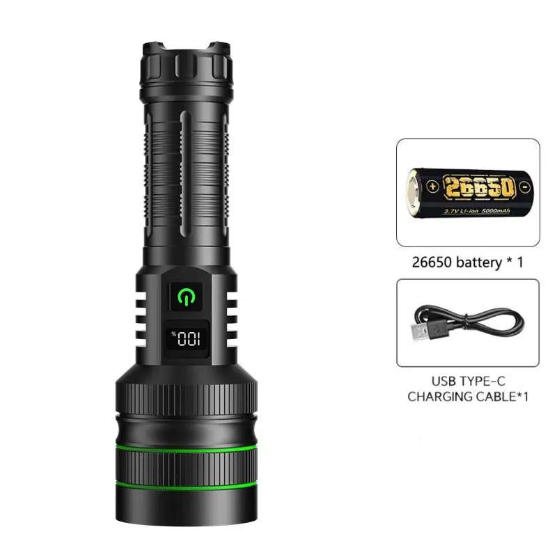 

Перезаряжаемый телескопический фонарик 60 Вт, 5 режимов освещения, 26650