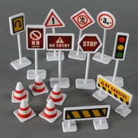 15pcsset toddler mini traffic signs model toy road block children safety education kids puzzle traffic toys boys girls gifts