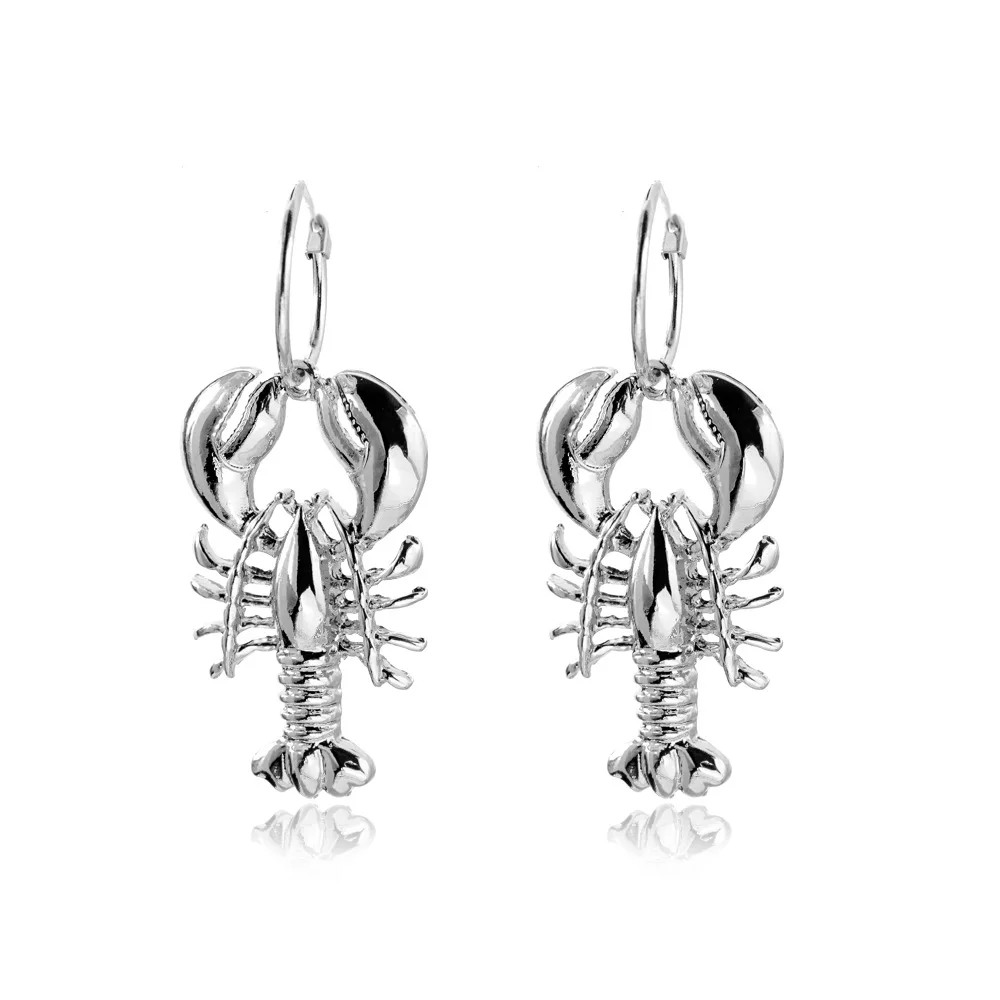 

1Pair Cute Big Lobster Drop Earrings For Women Alloy Ocean Beach Sea Animal Vintage Dangle Earring Statement Ear Jewelry