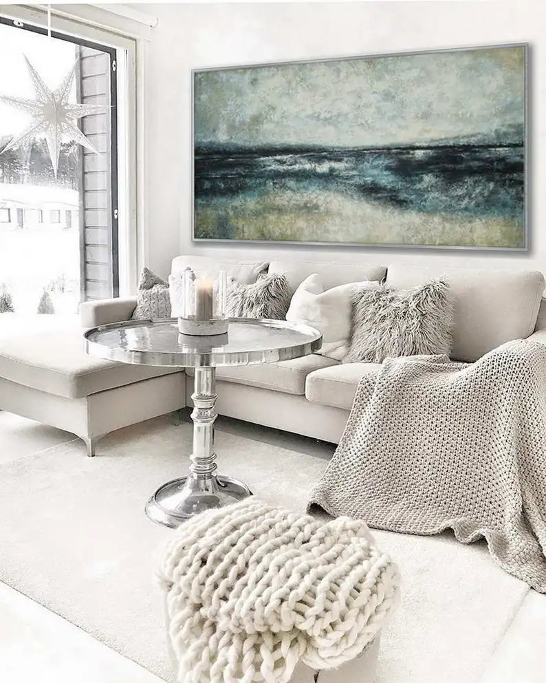 

Простая Минималистичная Современная Художественная нейтральная панорамная Настенная картина, большая горизонтальная текстура, картина м...