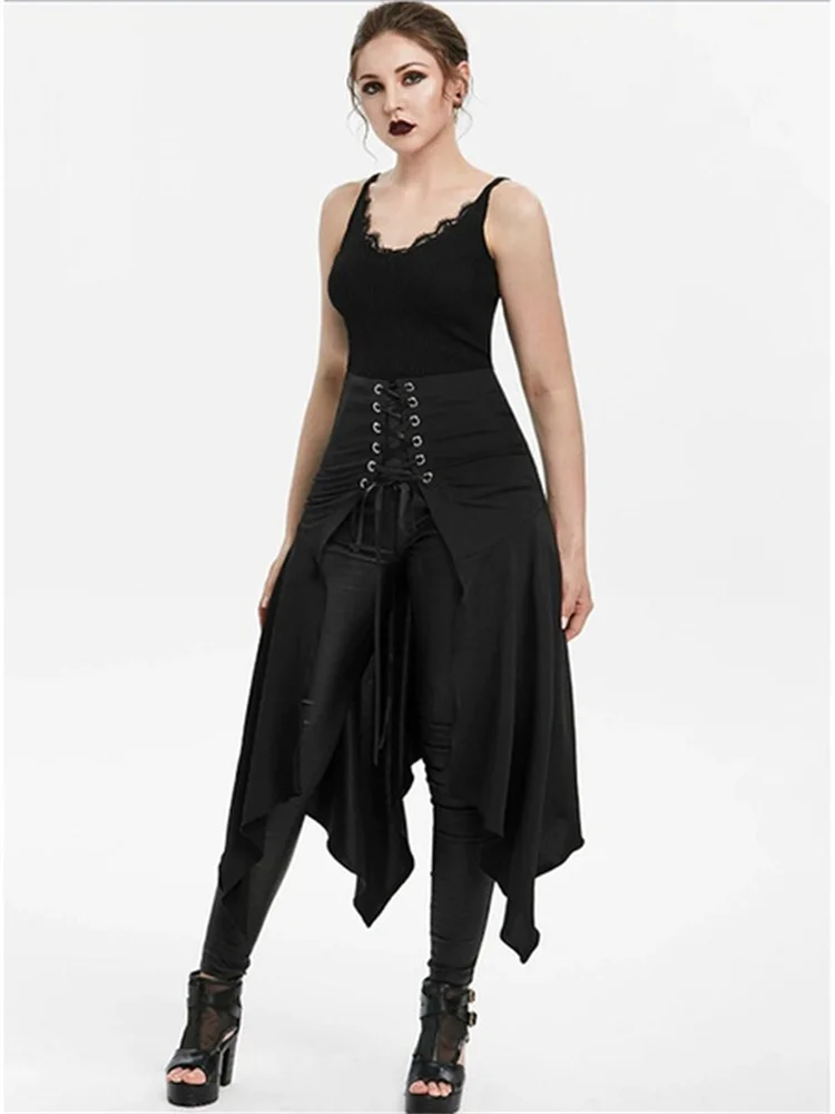 2022 черная средневековая Женская юбка на Хэллоуин винтажная с асимметричным