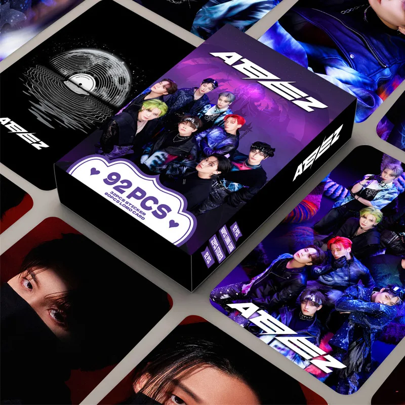 Фото 92 шт./компл. новые карты KPOP ATEEZ Lomo, фотонаклейки HD, двухсторонняя высококачественная фотокарта JongHo Yunho YEOSANG San, подарок для фанатов №1
