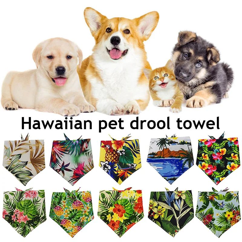 

Tropical Plant Printing Pet Triangle Scarf Cat Dog Bandana Collar Adjustable Neckerchief Neck Scarf Saliva Towel Pet Supplies