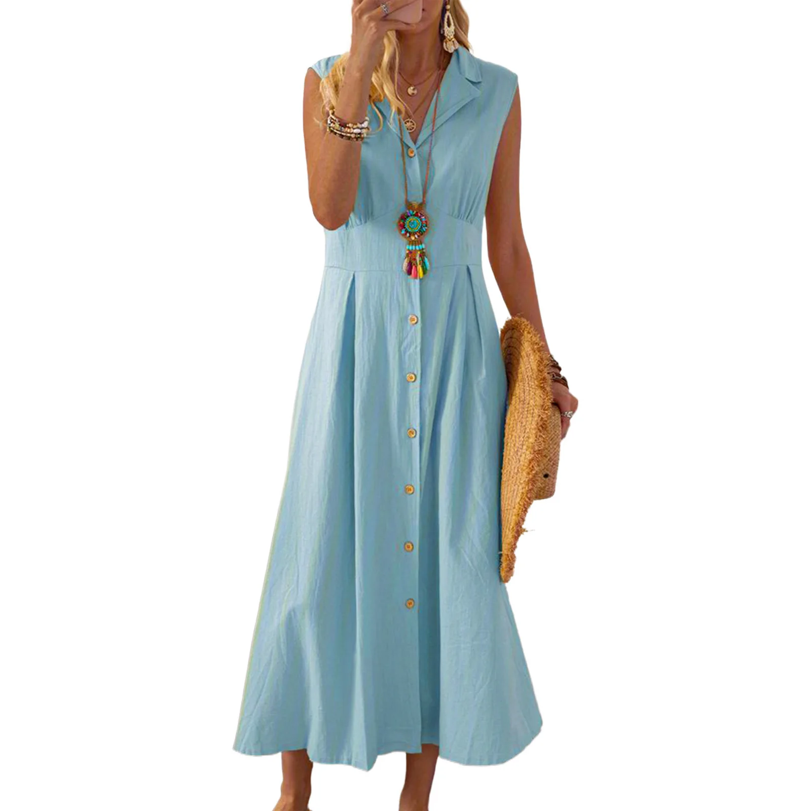 Женская одежда лето 2024 трендовое длинное платье повседневные летние платья