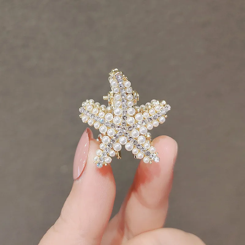Женская заколка для волос с жемчугом и кристаллами