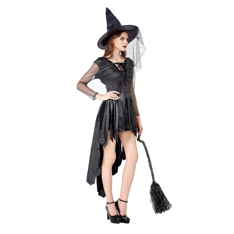 

Dot Women Sexy Witch Costume Adult Black Swallow The Flying Sorceress Cosplay Costume For Halloween Fancy Dress