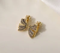 minimalist designer butterfly stud earrings for women aaa zircon inlaid gold plated insect moldeling ear studs for teens girls