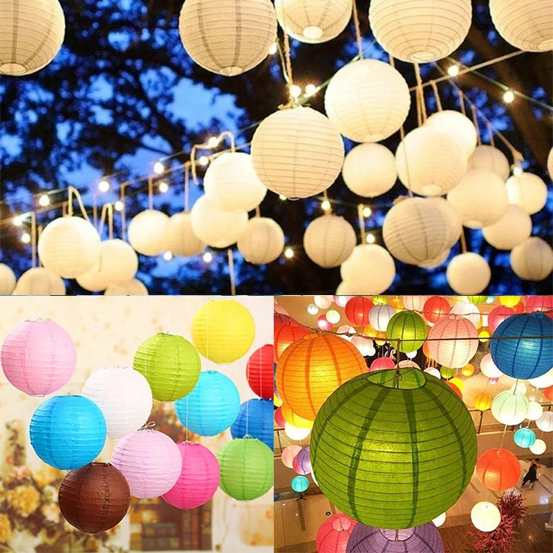 

Round Paper Lanterns Wedding Decorations Party Birthday Wedding Supplies Colorful Lanterns Foldable Hanging Home Decorations
