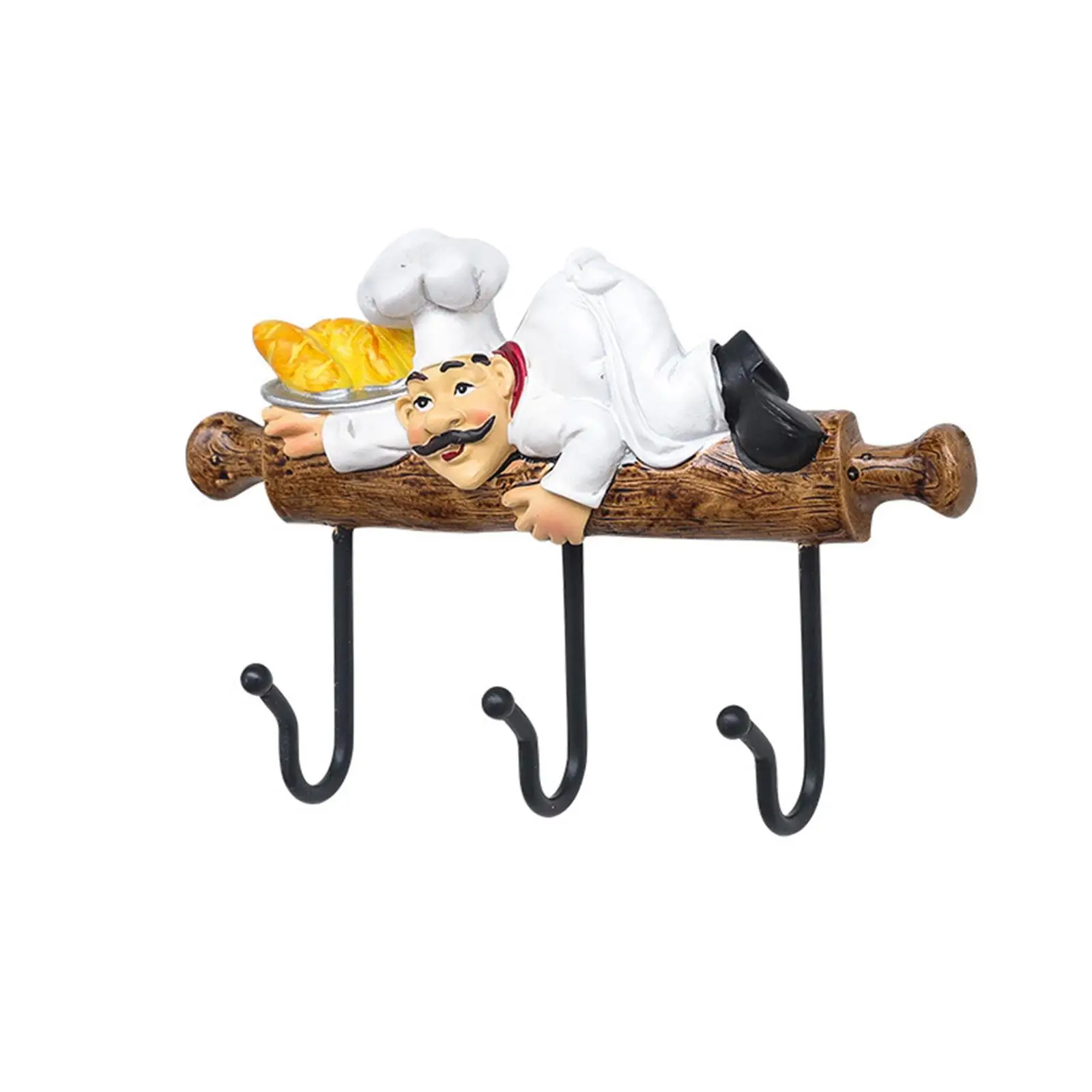 

Chef Figurine Wall Hooks Cabinet Decor Chef Wall Art Cartoon Chef Hook coat Rack