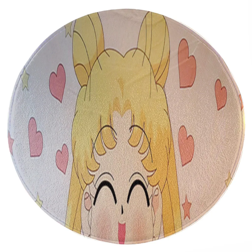 

Cute-sailor-moon-printed Round Carpet Living Room Bedroom Carpet Anti -sliding Door Yoga Mat Floor Mats Birthday Gift
