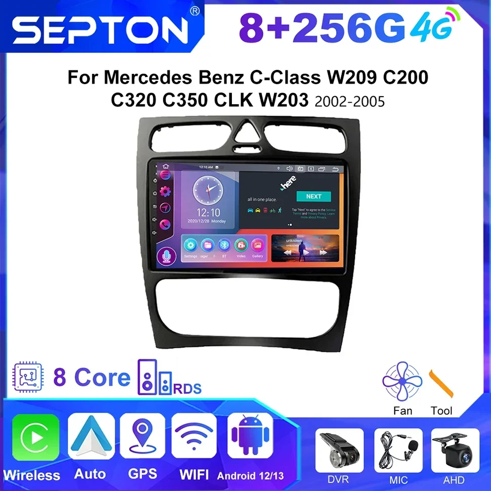 Автомобильный радиоприемник SEPTON 2 Din Android для Mercedes Benz C-Class W209 C200 C320 C350 CLK W203 2002-2005