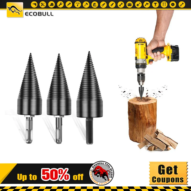 

1pc 32mm/42mm HSS Firewood Splitter Drill Bit Round/Hex/Triangle Shank Wood Split Cone Drill Bit Woodworking Tools