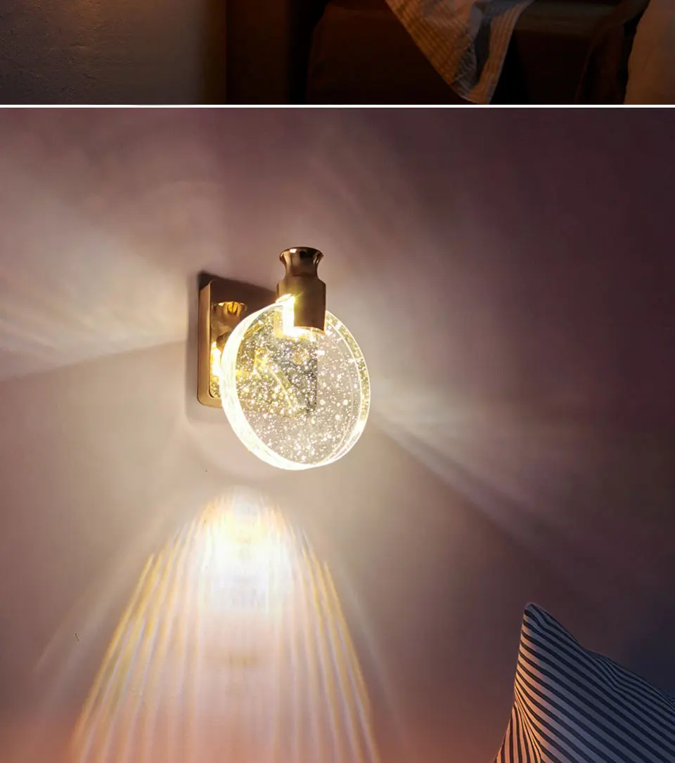 

Хрустальная светодиодный енная Светодиодная лампа в стиле лофт, современный бра с бюстгальтером для дома, гостиной, минималистичной спальн...