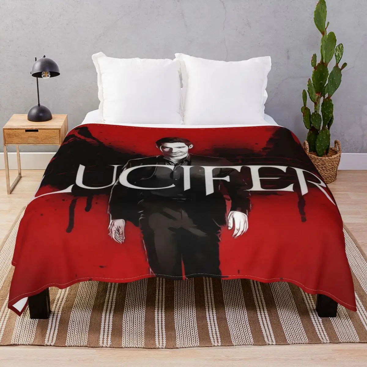 Lucifer Blankets Fleece Decoration Portable Unisex Throw Blanket for Bed Home Couch Travel Cinema