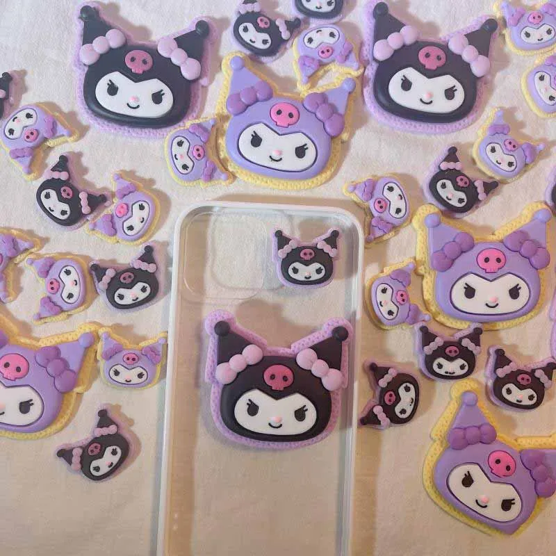 

Kawaii Sanrios Accessories Kuromi Cinnamoroll Cartoon Double Biscuits Diy Phone Case Hairpin Resin Accessories for Girls Gifts