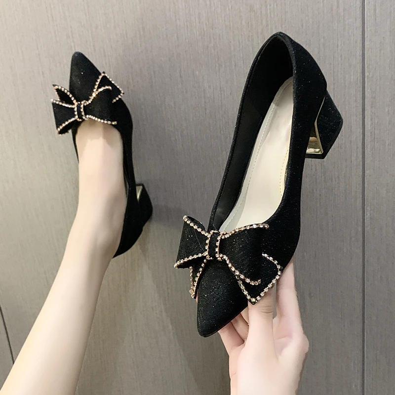 

Elegant Bow-knot Flats Woman Ballerina Shallow Office Shoes Women Sneakers Low Heels Loafers Pointed Toe Satin Moccasins 2023