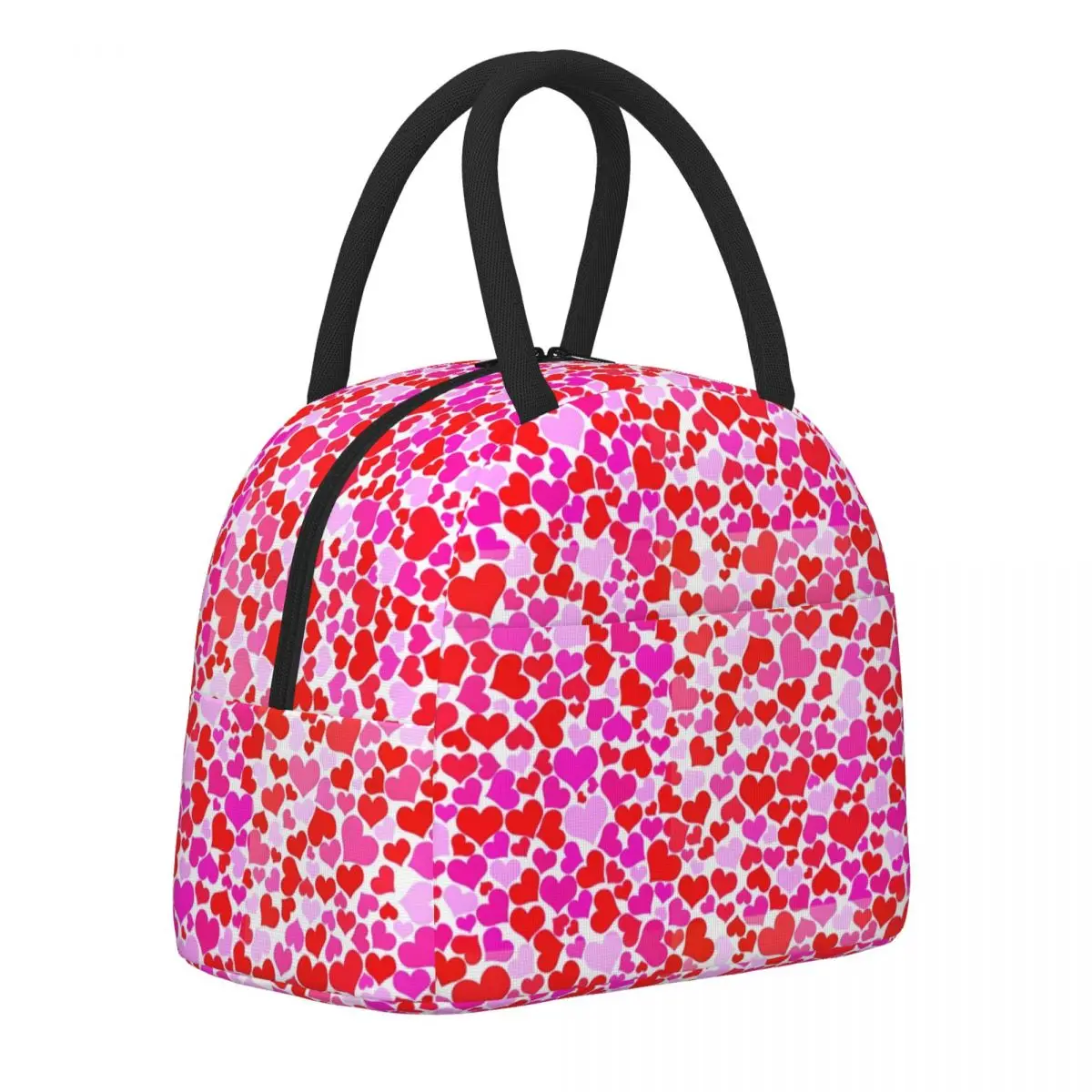 

Valentine Hearts Lunch Bag Red Fuchsia Convenient Lunch Box Picnic Graphic Design Cooler Bag Vintage Waterproof Tote Food Bags