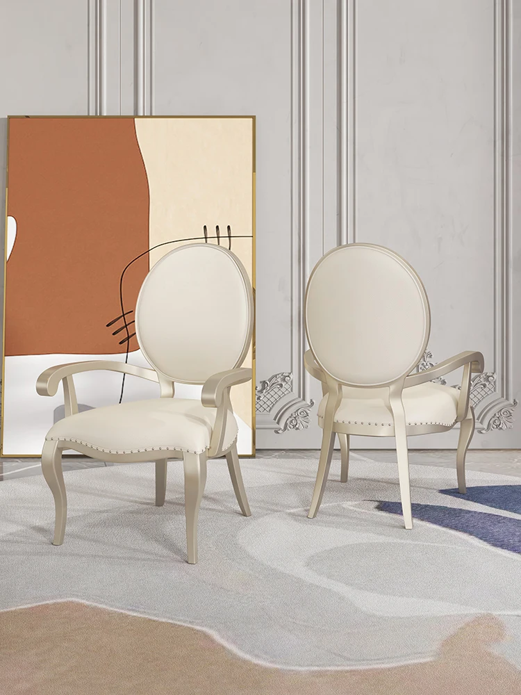 

American household luxury modern table chair Simple European restaurant single leather armchair