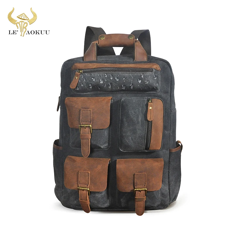 

Рюкзак мужской для ноутбука, из ткани и кожи, 1170