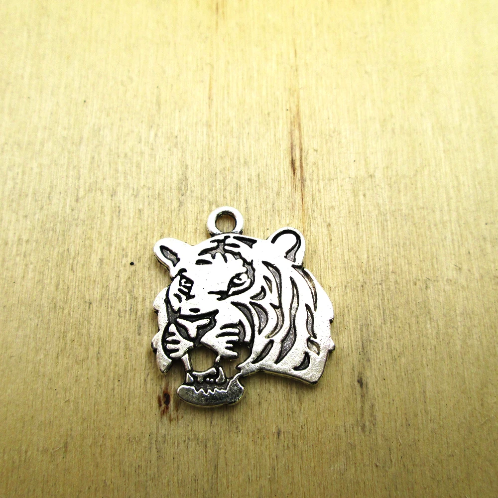 10 шт./лот--27x24 мм подвески в виде тигра античное серебро тонус головы DIY