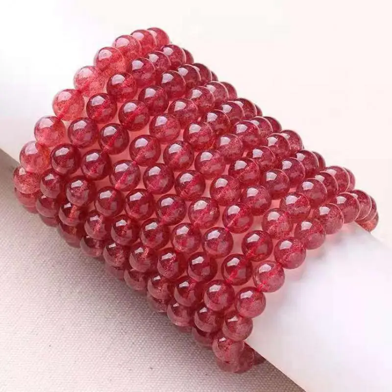 

8/10mm Strawberry Quartz Bracelet Women Healing Gemstone Fine Jewelry Genuine Natural Strawberry Quartz Crystal Bangle Bracelets