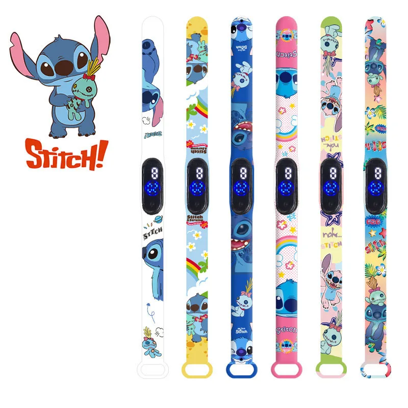 

Disney Children's Watches Anime Figures Stitch LED Luminous Watch Touch Waterproof Electronic Sports Watch Kids Birthday Gift