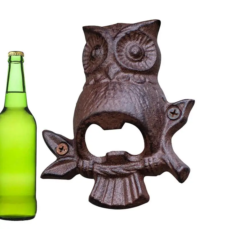 

Wall Bottle Opener Owl Cast Iron Wall Mounted Bottle Opener Sand Casting Decorative Decor Sturdy Antique For Shop Garden Home