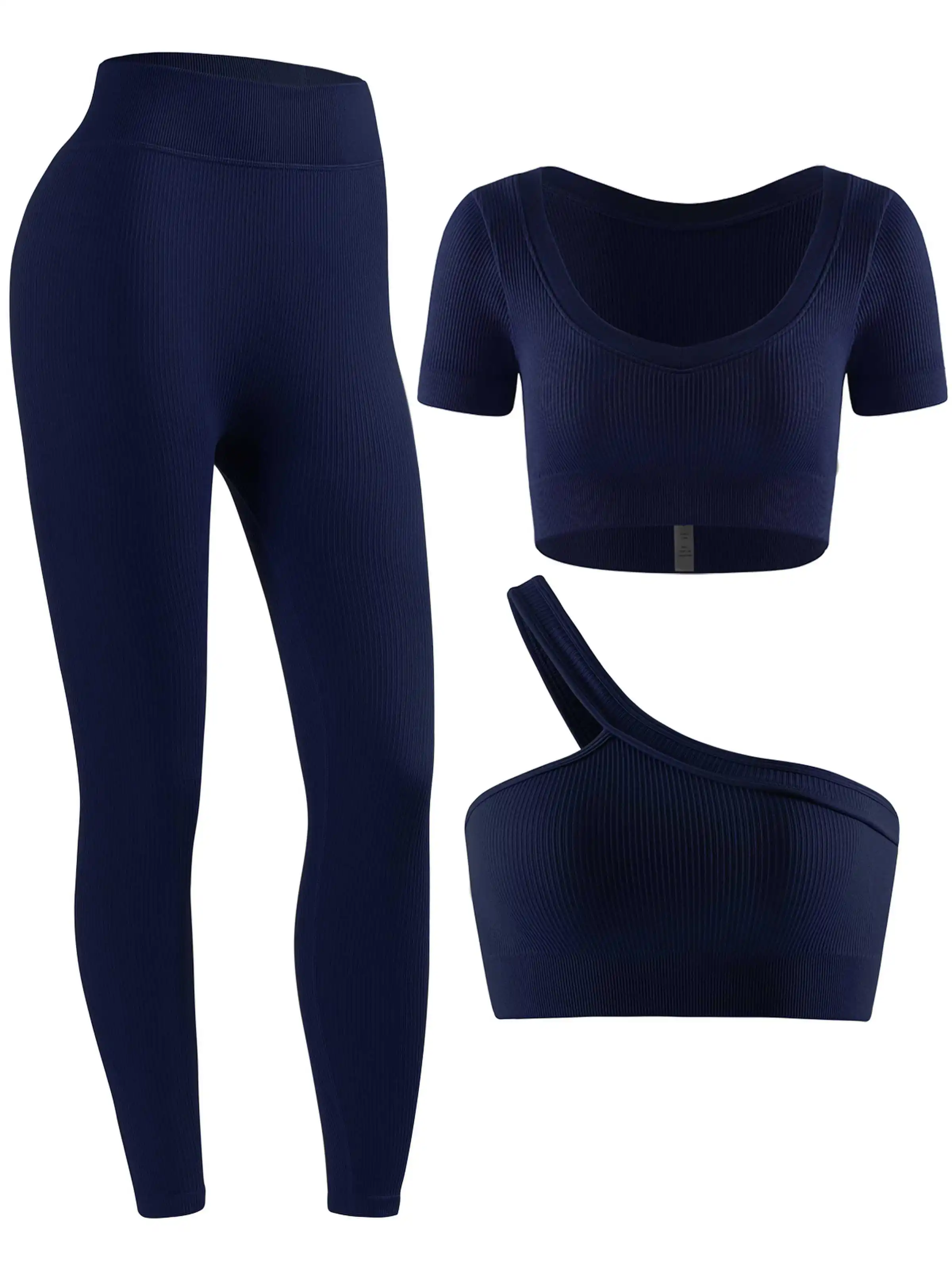 Women Sports Set Seamless Fitness Suit Gym Clothing for Women Tights Workout Set 3 Piece Sexy Top and Leggings Active Wear Gym