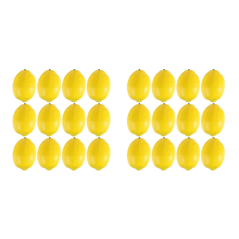 

24Pcs Artificial Lemons Fake Fruit For Home Kitchen Wedding Party Festival Autumn Thanksgiving Decoration Yellow